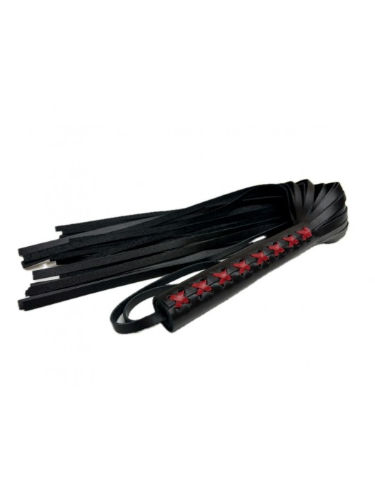 Кожаная плеть Sex Game с красным плетением на рукояти - 57 см. - БДСМ Арсенал - купить с доставкой в Северодвинске