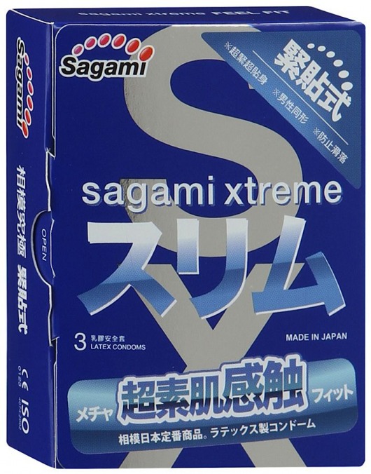 Розовые презервативы Sagami Xtreme FEEL FIT 3D - 3 шт. - Sagami - купить с доставкой в Северодвинске