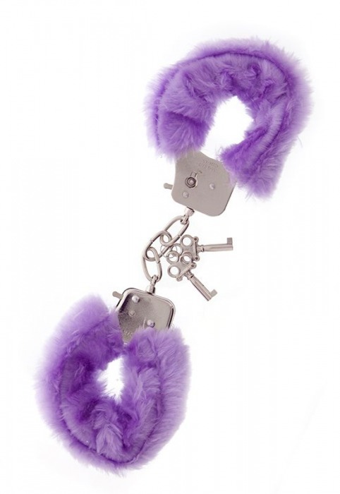 Фиолетовые меховые наручники METAL HANDCUFF WITH PLUSH LAVENDER - Dream Toys - купить с доставкой в Северодвинске