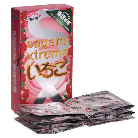 Презервативы Sagami Xtreme Strawberry c ароматом клубники - 10 шт. - Sagami - купить с доставкой в Северодвинске