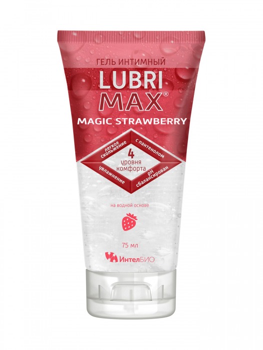 Интимный гель-смазка на водной основе Lubrimax Magic Strawberry - 75 мл. - ИнтелБИО - купить с доставкой в Северодвинске