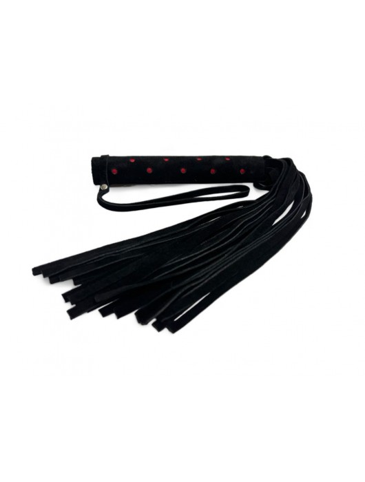 Черная замшевая плеть с красными точками на рукояти Red dot Princess - 43 см. - БДСМ Арсенал - купить с доставкой в Северодвинске