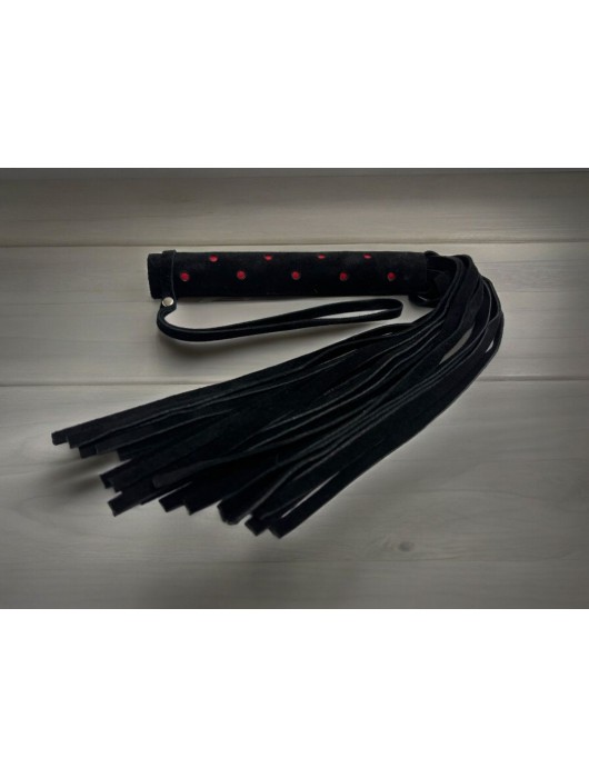 Черная замшевая плеть с красными точками на рукояти Red dot Princess - 43 см. - БДСМ Арсенал - купить с доставкой в Северодвинске