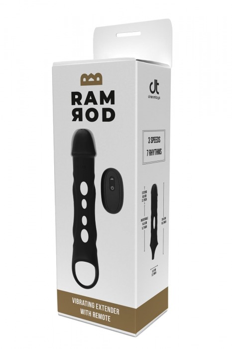 Черная насадка-удлинитель Vibrating Extender With Remote с вибрацией - Dream Toys - в Северодвинске купить с доставкой