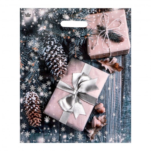 Новогодний пакет с принтом в виде подарков и вырубной ручкой (45х38 см) - Сима-Ленд - купить с доставкой в Северодвинске