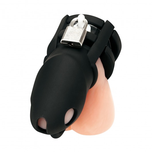 Черная клетка для пениса Silicone Small 2 in Cock Cage With Ball Divider - BlueLine - купить с доставкой в Северодвинске