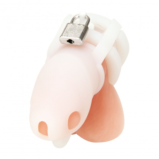 Белая клетка для пениса Silicone Small 2 in Cock Cage With Ball Divider - BlueLine - купить с доставкой в Северодвинске