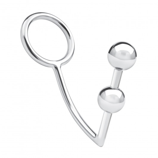 Кольцо на пенис с анальным стимулятором Two Bead Stainless Steel Anal Hook   Cock Ring - BlueLine - в Северодвинске купить с доставкой