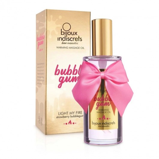 Разогревающее массажное масло Light My Fire Bubble Gum с ароматом бабл-гам - 100 мл. - Bijoux Indiscrets - купить с доставкой в Северодвинске