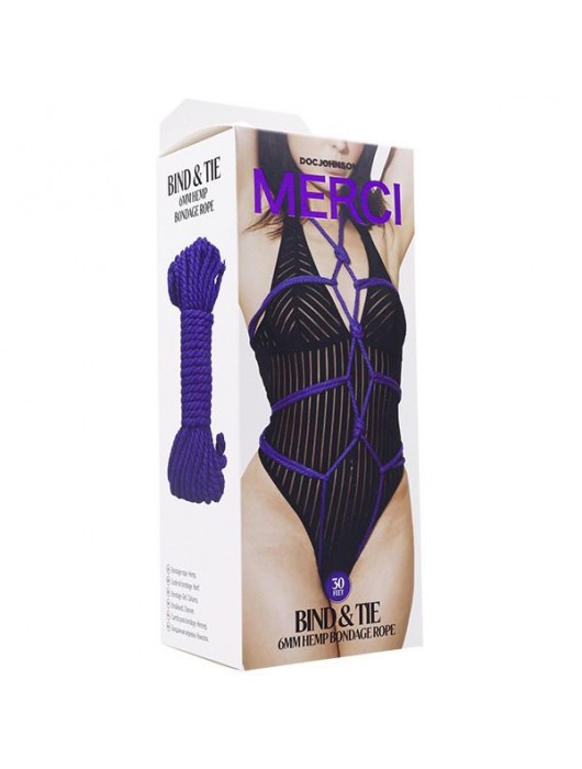 Фиолетовая верёвка для связывания и фиксации Bind Tie - 9,14 м. - Doc Johnson - купить с доставкой в Северодвинске