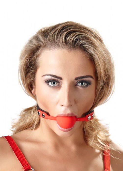 Силиконовый кляп-шар на чёрных ремешках Red Gag silicone - Orion - купить с доставкой в Северодвинске