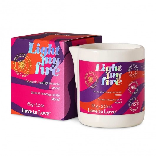 Массажная свеча Light My Fire с ароматом моной - 80 мл. - Love to Love - купить с доставкой в Северодвинске