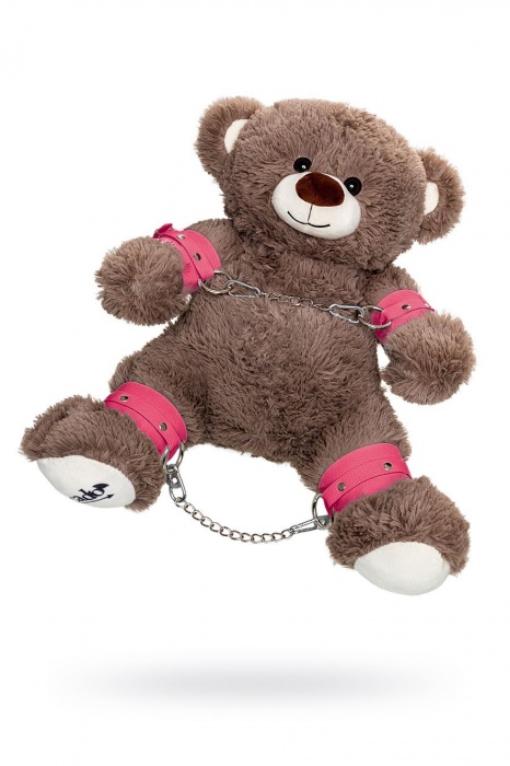 Бондажный набор: бурый мишка с розовыми оковами и наручниками - Pecado - купить с доставкой в Северодвинске