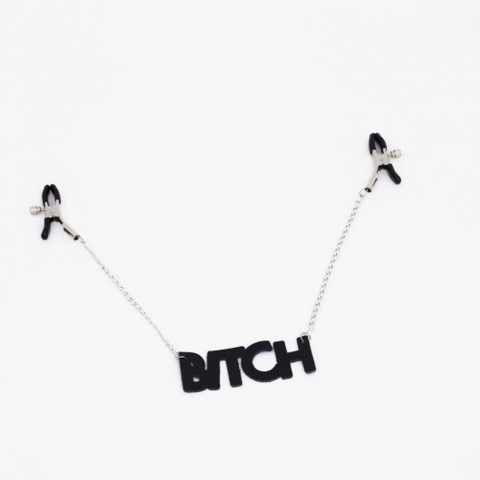 Зажимы на соски с кожаной подвеской Bitch - Crazy Handmade - купить с доставкой в Северодвинске