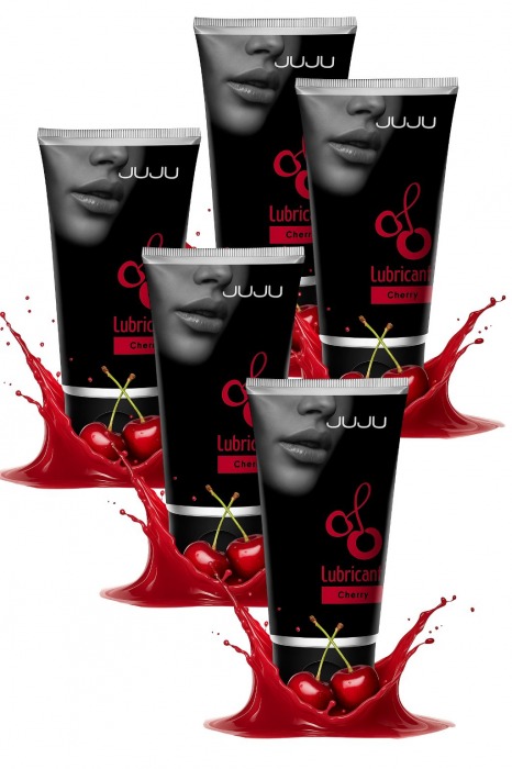 Набор из 5 съедобных лубрикантов JUJU со вкусом вишни - JuJu - купить с доставкой в Северодвинске Набор из 5 съедобных лубрикантов JUJU со вкусом вишни - JuJu - купить с доставкой в Северодвинске