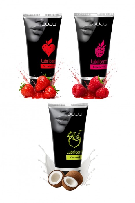 Набор из 3 съедобных лубрикантов JUJU (клубника, малина, кокос) - JuJu - купить с доставкой в Северодвинске Набор из 3 съедобных лубрикантов JUJU (клубника, малина, кокос) - JuJu - купить с доставкой в Северодвинске