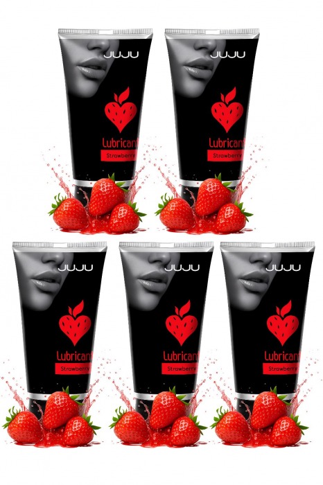 Набор из 5 съедобных лубрикантов JUJU со вкусом клубники - JuJu - купить с доставкой в Северодвинске Набор из 5 съедобных лубрикантов JUJU со вкусом клубники - JuJu - купить с доставкой в Северодвинске