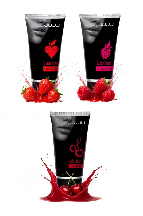 Набор из 3 съедобных лубрикантов JUJU (клубника, малина, вишня) - JuJu - купить с доставкой в Северодвинске Набор из 3 съедобных лубрикантов JUJU (клубника, малина, вишня) - JuJu - купить с доставкой в Северодвинске