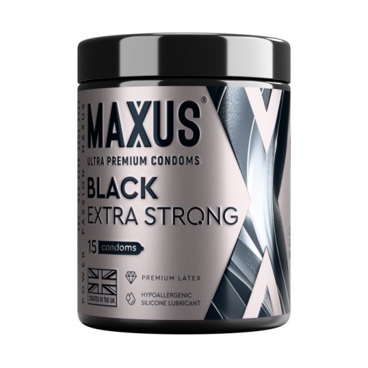Черные утолщенные презервативы MAXUS Extra Strong с железным кейсом - 15 шт. - Maxus - купить с доставкой в Северодвинске