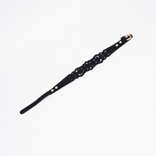 Черный ажурный чокер с золотистой фурнитурой - Crazy Handmade - купить с доставкой в Северодвинске