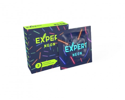 Светящиеся в темноте презервативы Expert Neon - 3 шт. - Expert - купить с доставкой в Северодвинске