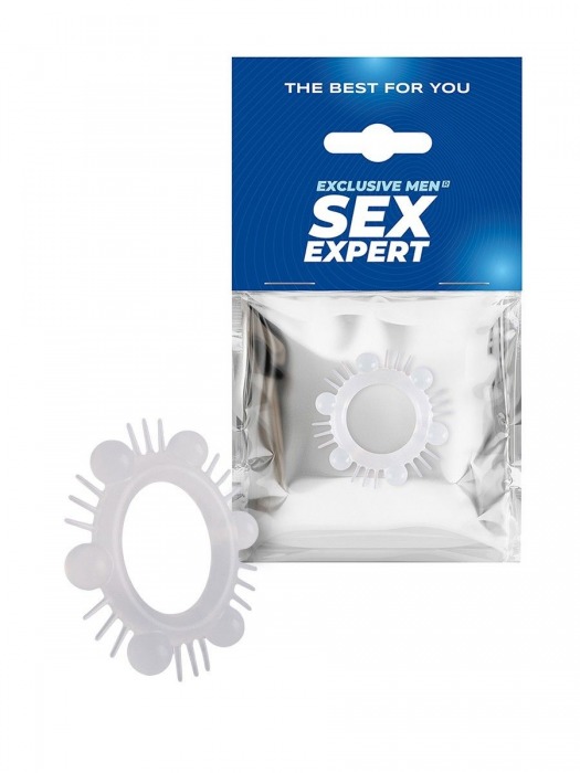 Эластичное эрекционное кольцо с шипиками и шариками - Sex Expert - в Северодвинске купить с доставкой