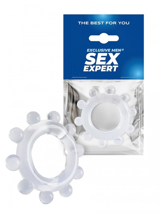 Прозрачное эрекционное кольцо со стимулирующими шариками - Sex Expert - в Северодвинске купить с доставкой