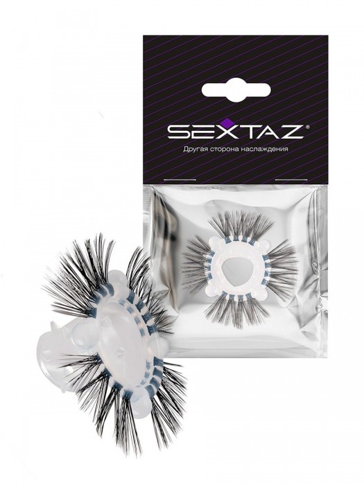 Эластичное эрекционное кольцо с черными «ресничками» - Sextaz - в Северодвинске купить с доставкой
