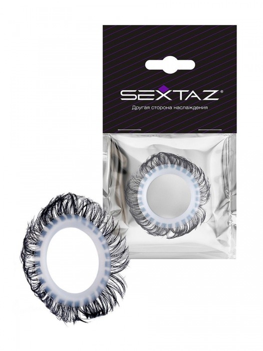 Эластичное эрекционное колечко с черными «ресничками» - Sextaz - в Северодвинске купить с доставкой