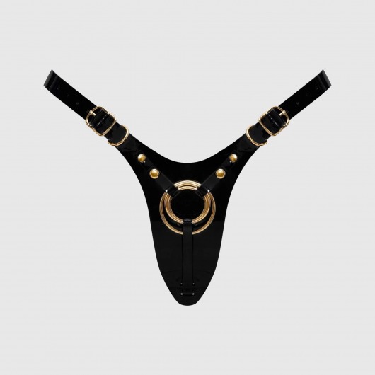 Черный пояс для фиксации насадок Strap-On-Me Leatherette Harness Fabulous - Strap-on-me - купить с доставкой в Северодвинске