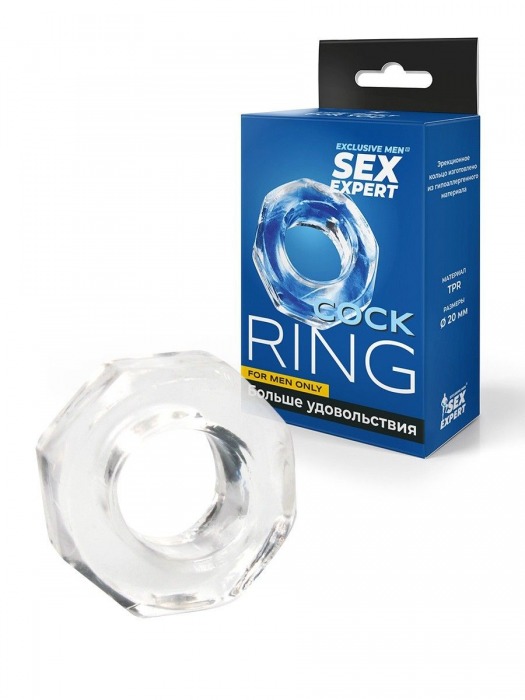 Прозрачное эрекционное кольцо в форме гайки - Sex Expert - в Северодвинске купить с доставкой
