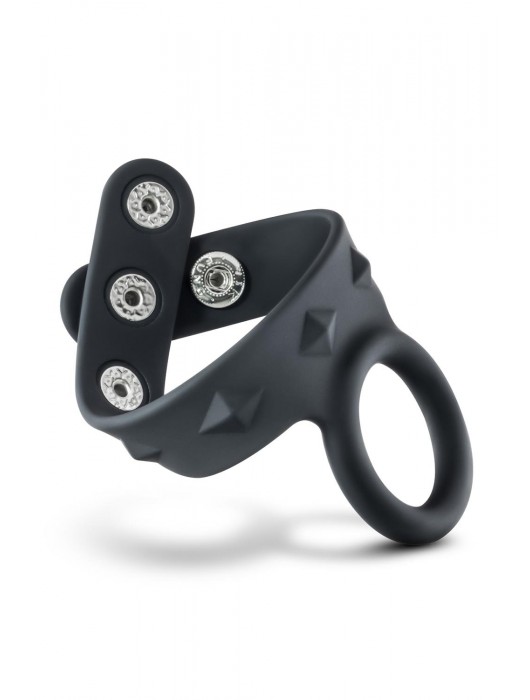 Черное эрекционное кольцо с подхватом мошонки на кнопках VS6 - Blush Novelties - в Северодвинске купить с доставкой
