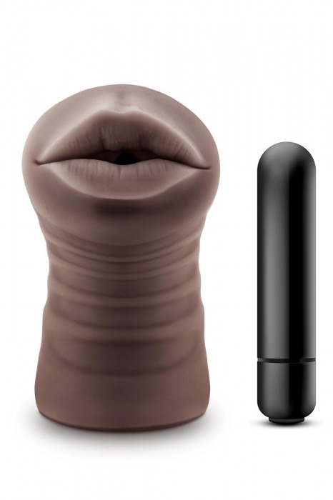 Коричневый мастурбатор-ротик Krystal Vibrating Masturbator - Blush Novelties - в Северодвинске купить с доставкой