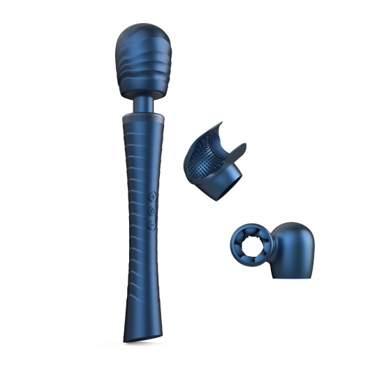 Синий вибромассажёр с насадками Man.wand Edgy - Manwan - в Северодвинске купить с доставкой
