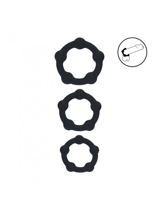 Набор из 3 эрекционных колец Beaded Silicone Cockring Set - Shots Media BV - в Северодвинске купить с доставкой