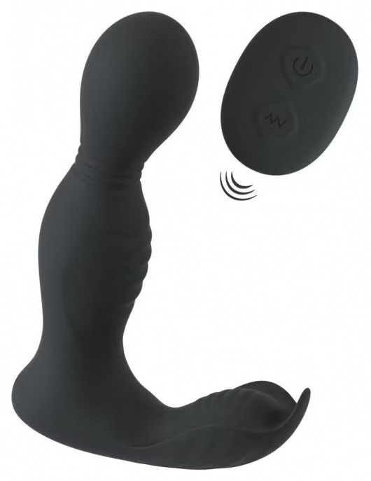 Черная анальная пробка с вибрацией, вращением и пультом ДУ RC Butt Plug with 2 Functions - Orion - в Северодвинске купить с доставкой