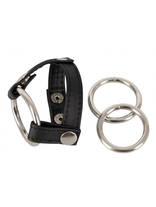 Подхват для мошонки с 3 съемными эрекционными кольцами Leder-Riemen - Orion - в Северодвинске купить с доставкой