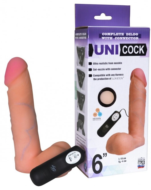 Фаллическая насадка Харнесс UNICOCK 6  с вибрацией - 18 см. - LOVETOY (А-Полимер) - купить с доставкой в Северодвинске