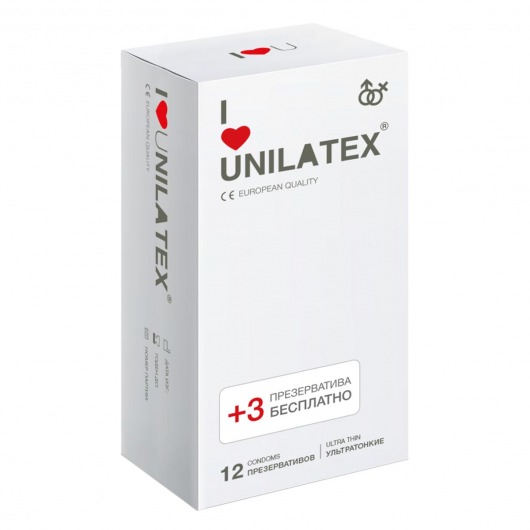 Ультратонкие презервативы Unilatex Ultra Thin - 12 шт. + 3 шт. в подарок - Unilatex - купить с доставкой в Северодвинске