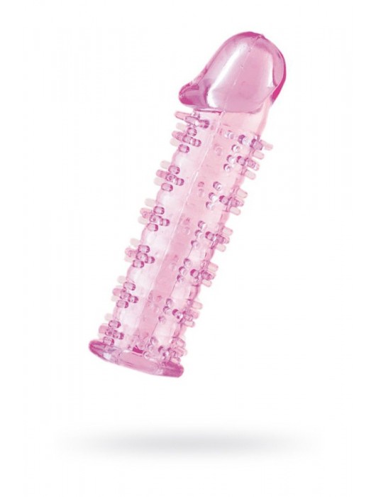 Гелевая розовая насадка на фаллос с шипами - 12 см. - Toyfa Basic - в Северодвинске купить с доставкой
