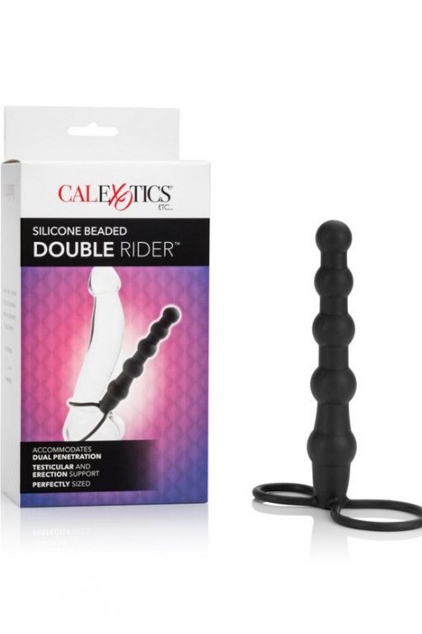 Насадка на пенис для двойного проникновения Silicone Beaded Double Rider - 14 см. - California Exotic Novelties - в Северодвинске купить с доставкой