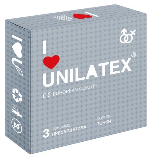 Презервативы с точками Unilatex Dotted - 3 шт. - Unilatex - купить с доставкой в Северодвинске