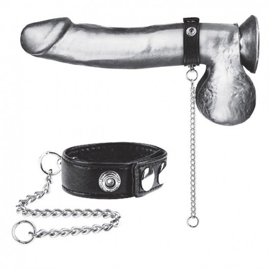 Утяжка на пенис с поводком Snap Cock Ring With 12  Leash - BlueLine - купить с доставкой в Северодвинске