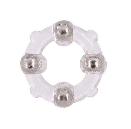 Эрекционное кольцо с 4 бусинами MENZSTUFF STUD RING CLEAR - Dream Toys - в Северодвинске купить с доставкой