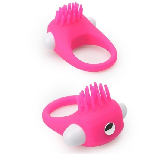 Розовое эрекционное кольцо с щеточкой LIT-UP SILICONE STIMU RING 5 - Dream Toys - в Северодвинске купить с доставкой