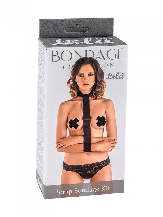 Ошейник с длинной лентой и наручниками Strap Bondage Kit Plus Size - Lola Games - купить с доставкой в Северодвинске