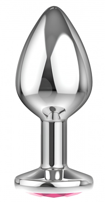 Большая серебристая анальная пробка Diamond Pink Sparkle Large с розовым кристаллом - 8 см. - Lola Games - купить с доставкой в Северодвинске