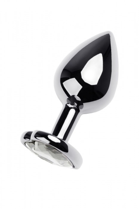 Серебристая анальная пробка с прозрачным кристаллом-сердцем - 8 см. - ToyFa - купить с доставкой в Северодвинске