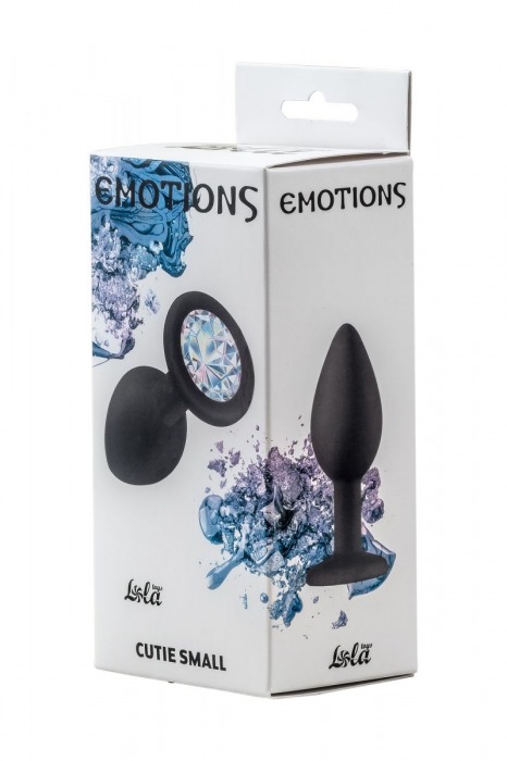 Чёрная анальная пробка Emotions Cutie Small с прозрачным кристаллом - 7,5 см. - Lola Games - купить с доставкой в Северодвинске