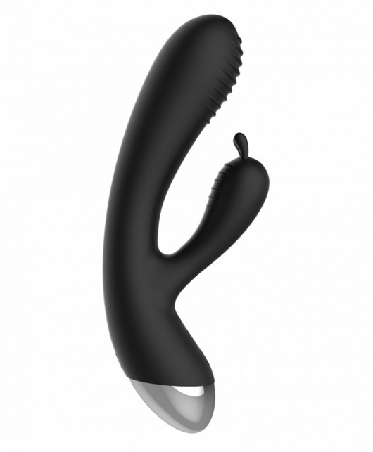 Чёрный вибратор E-Stimulation Rabbit Vibrator с электростимуляцией - 19 см. - Shots Media BV - купить с доставкой в Северодвинске